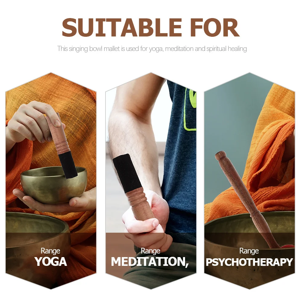 

2Pcs Wood Singing Bowl Mallet Felt Tibetan Sound Bowl Stick Gong Striker Meditation Yoga Sound Healing Accessory