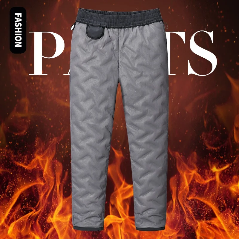

Мужские утепленные брюки на флисовой подкладке с наполнителем из пуха, зимние, теплые, ветрозащитные, водонепроницаемые, повседневные, длинные, модные, городские, вязаные