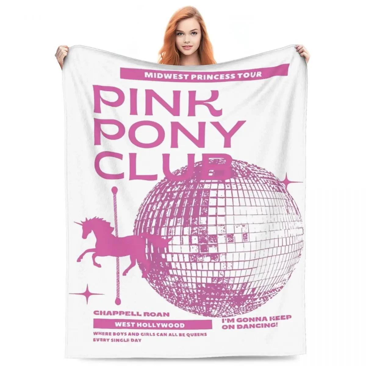 Chappell Roan Pink Pony Club Flannel Blanket Quality Warm Soft Midwest Princess Tour 2024 Bedding Throws Sofa Bed Bedspread