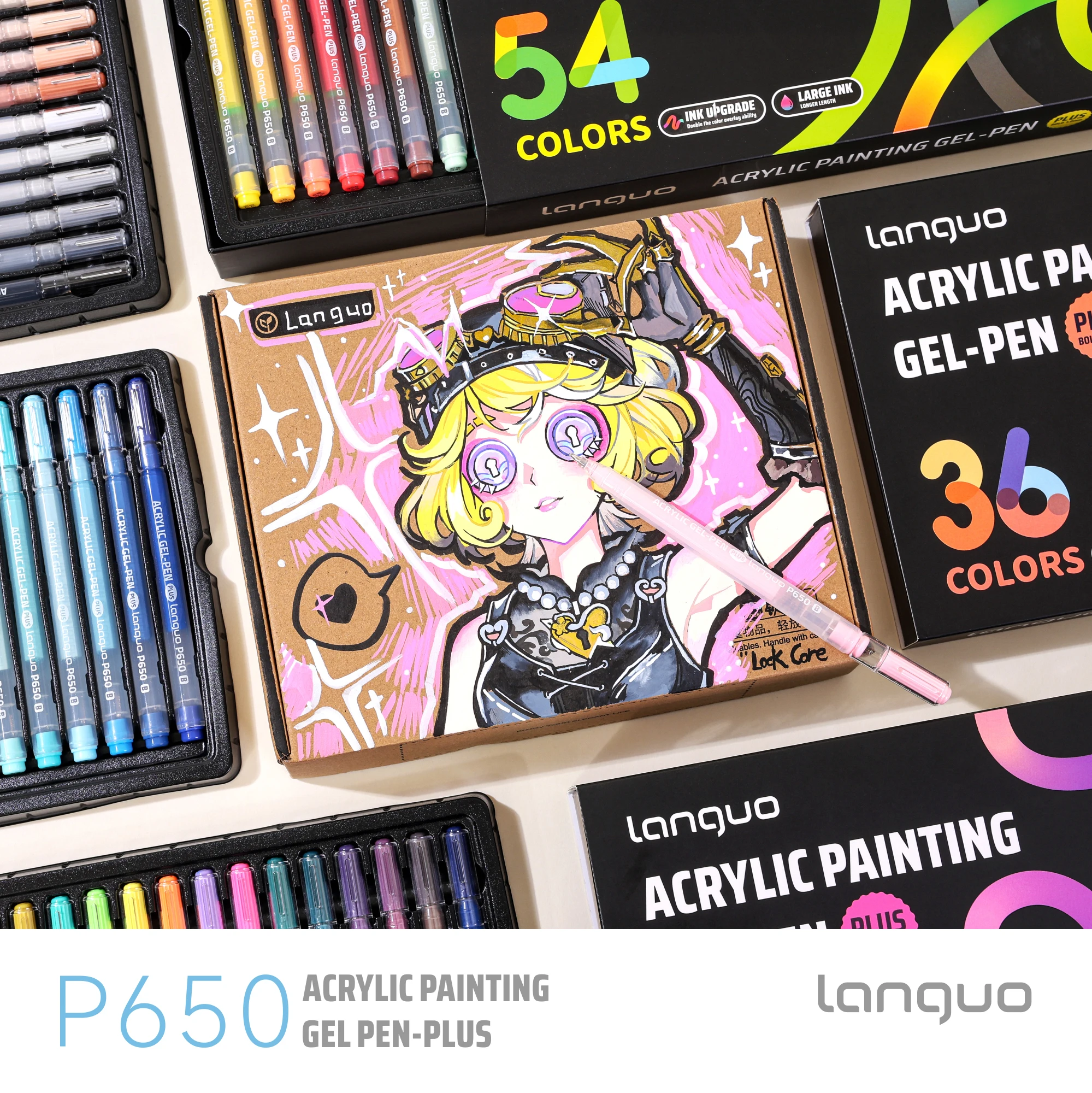 LANGUO 90/72/54/36 Colors Acrylic Painting Gel Pen Set 1.0mm Student Graffiti Handbook Pen Art Drawing Marker Pens Stationery