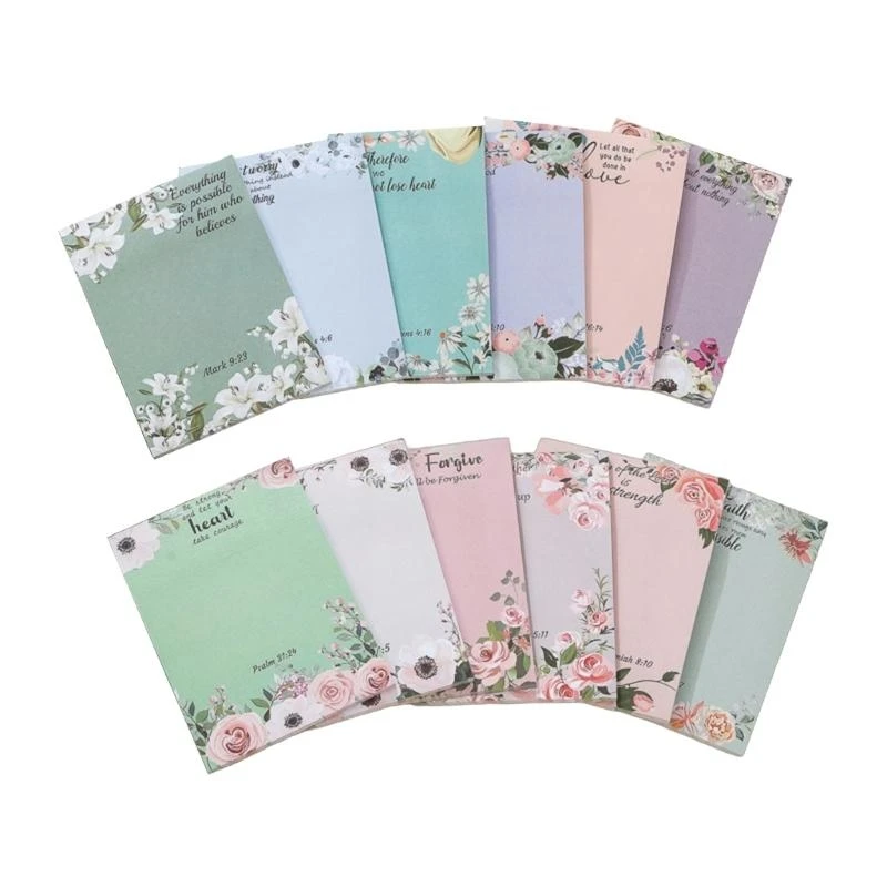 97QB 360 Sheets Sticky Note Flower Print Note Paper 3x4Inch Pocket Notepad Self-Adhesive Note Paper, 30 Sheets/Pad Unllined