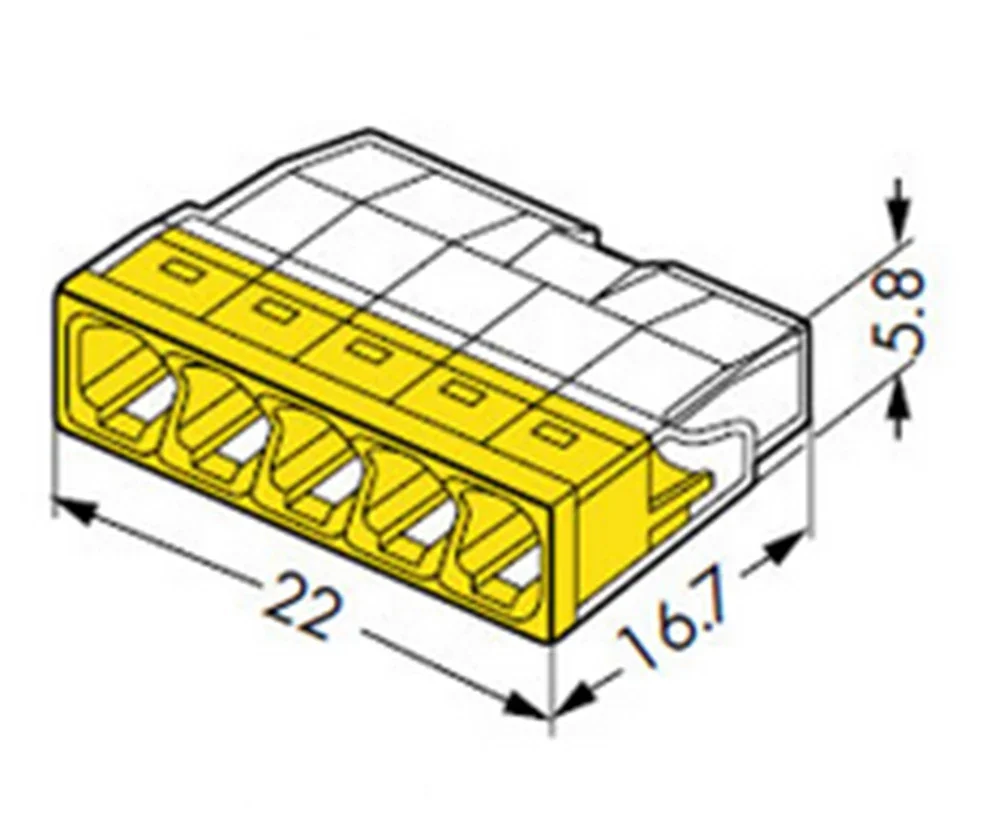 50pcs 2273-205 Original Led  Lighting COMPACT Splicing 5 CON Wire Terminal Block Connector