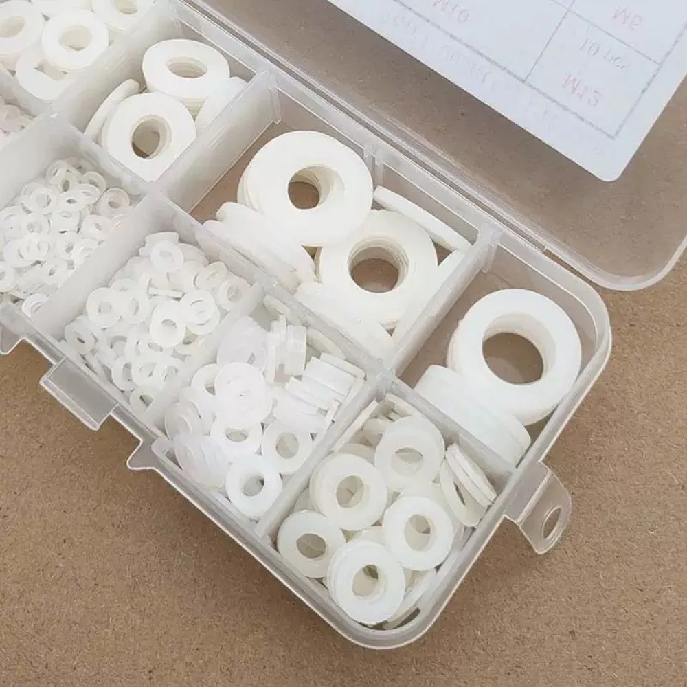210/350/500pcs Black White Nylon Washers M2-M10 Multi-Size Gasket Ring Kit Corrosion-Resistant Flat Washer Electronic Repair