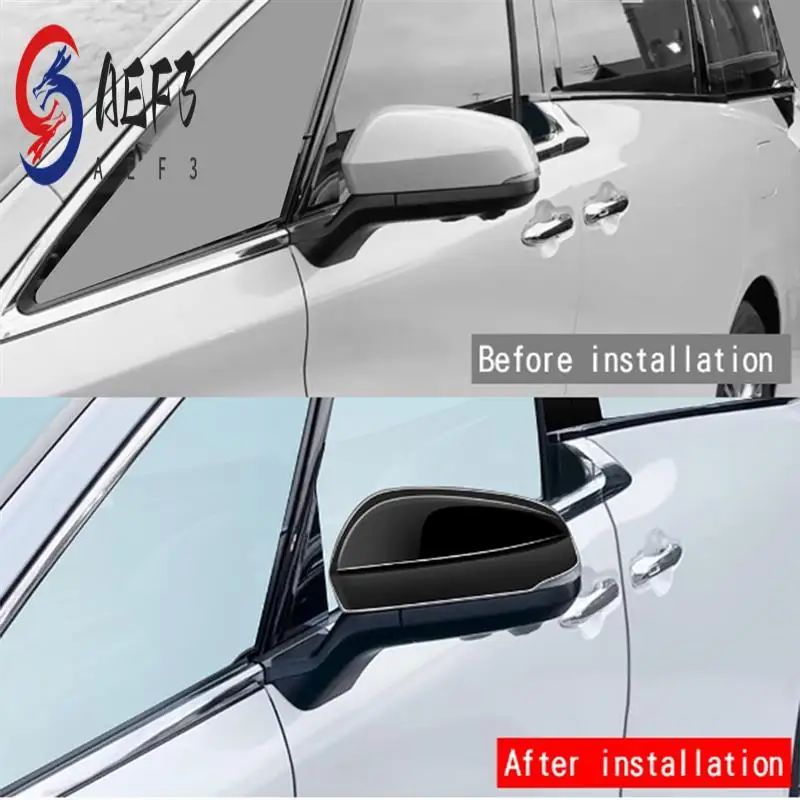 

AEF3-Car Bright Black Side Mirror Covers Side Wing Mirror Cover Cap For Toyota Alphard 40 Series 2023+ Spare Parts Parts
