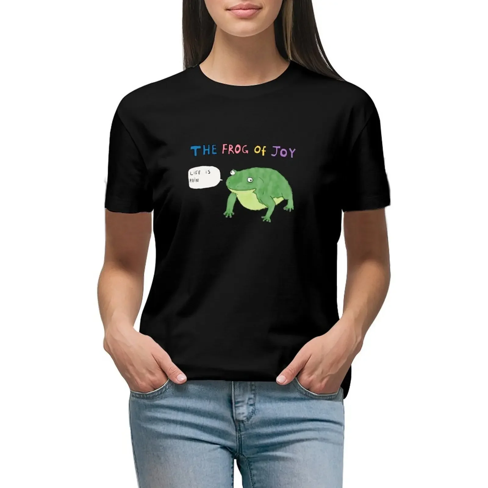 

The frog of joy, life is pain T-Shirt aesthetic clothes plus sizes cute clothes blacks Women's tops