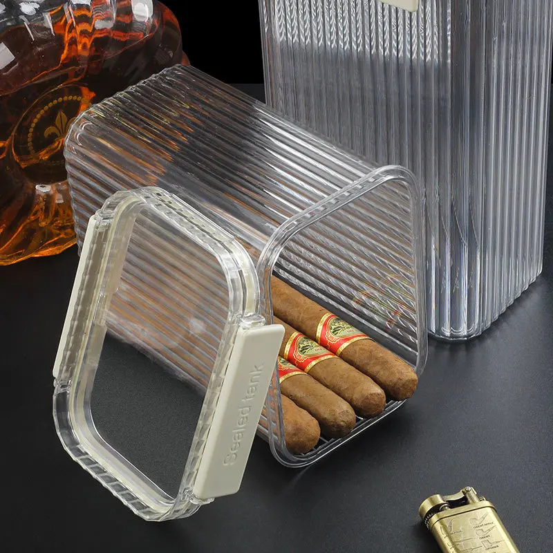 Portable Acrylic Cigar Case, Clear Cigar Case, Moisture-proof and Insect-proof Humidor, Fit 22 Smoking Accessories