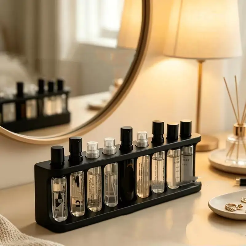 Multi-Grid Sample Holder 9 Holes / 1.2 Cm Hole Diameter Mini Fragrance Vial Display Storage Rack Portable Minimalist