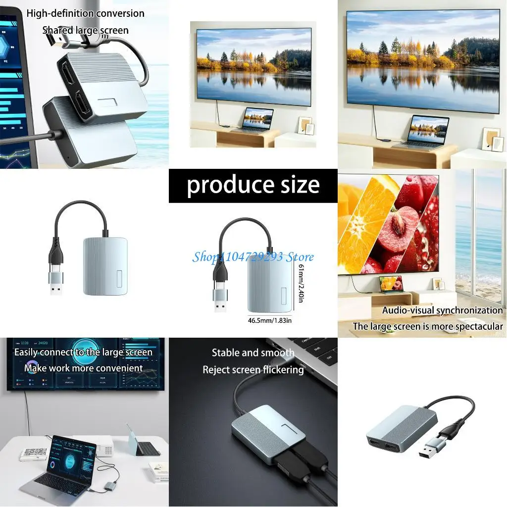 

Y2GD USB C/USB Male to HDTV Female Converter Display Cable for Laptop Tablet