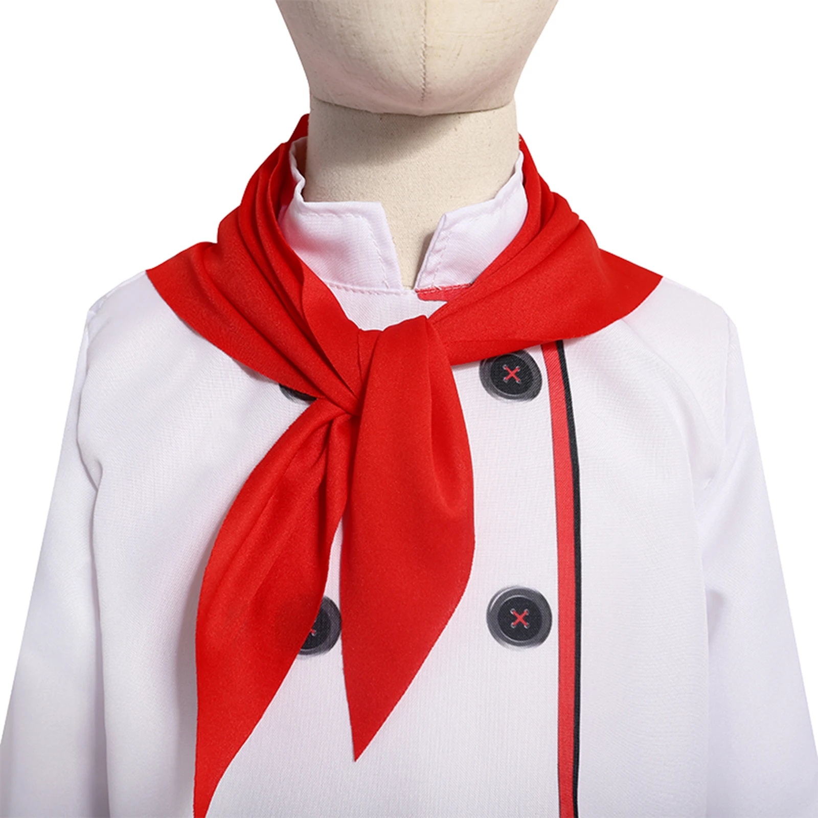 Children Girls Boys Halloween Chef Cosplay Costume Hat Top Dress Scarf Set Cook Uniform Theme Party Canival Performance Clothes