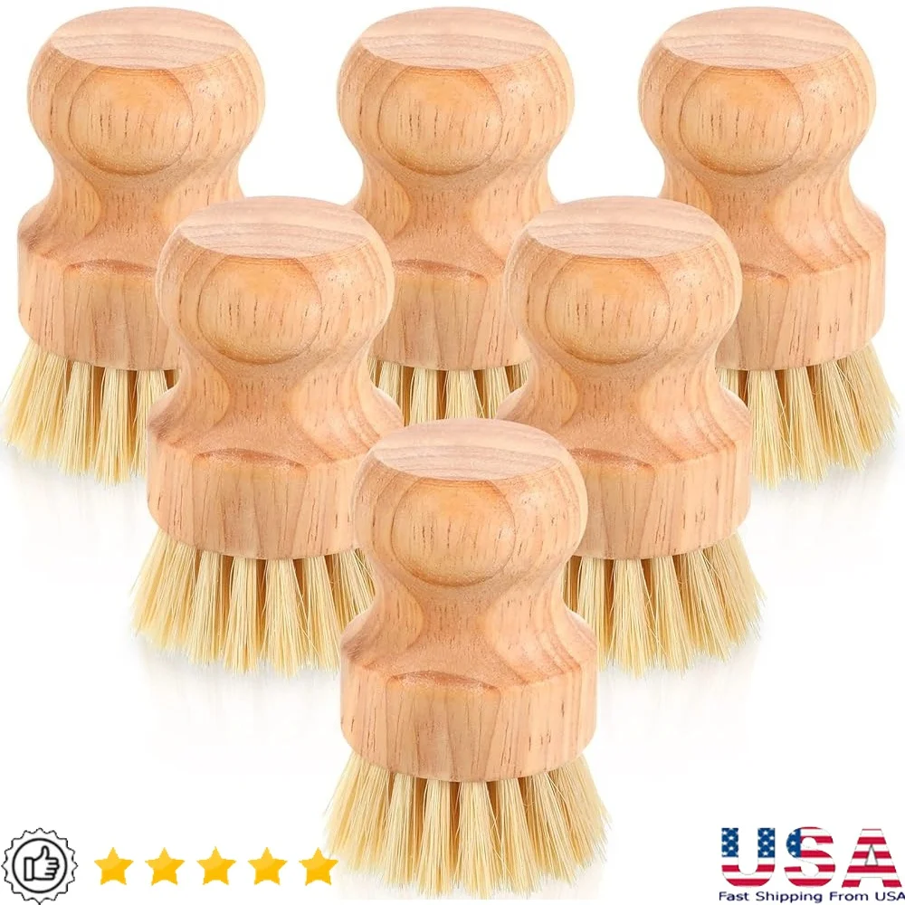 

40 Packs Bamboo Dish Scrub Brushes Wooden Kitchen Scrubbers Natural Sisal Bristles Ideal Pots Pans Utensils Cleaning