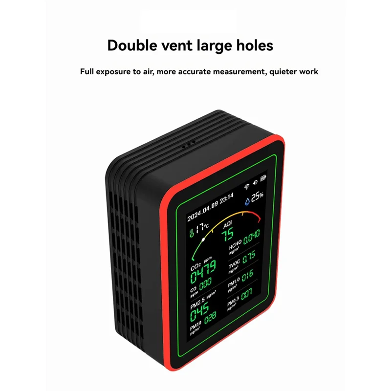 

N82R 15 в 1 Tuya WIFI перезаряжаемый бытовой цифровой детектор качества воздуха CO2/CO/TVOC/HCHO/PM2.5/Temp/Humi для умного дома A