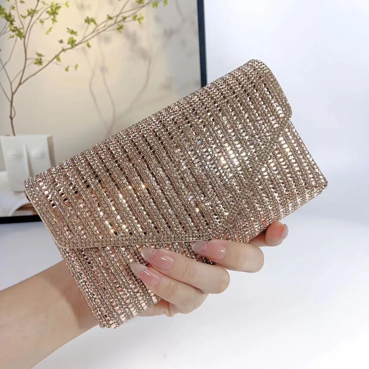 

Rhinestone Dinner Trendy Chain Crossbody High Sense Shiny Evening Bag Women Bolsas De Fiesta Noche High-End Ladies' Banquet Bag