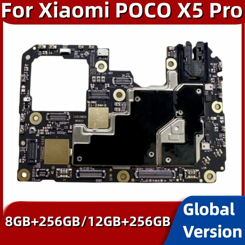 Motherboard for Xiaomi-POCO X5 Pro, Unlocked 5G Mainboard, 256GB Main Board, Global Version, Google Playstore Installed