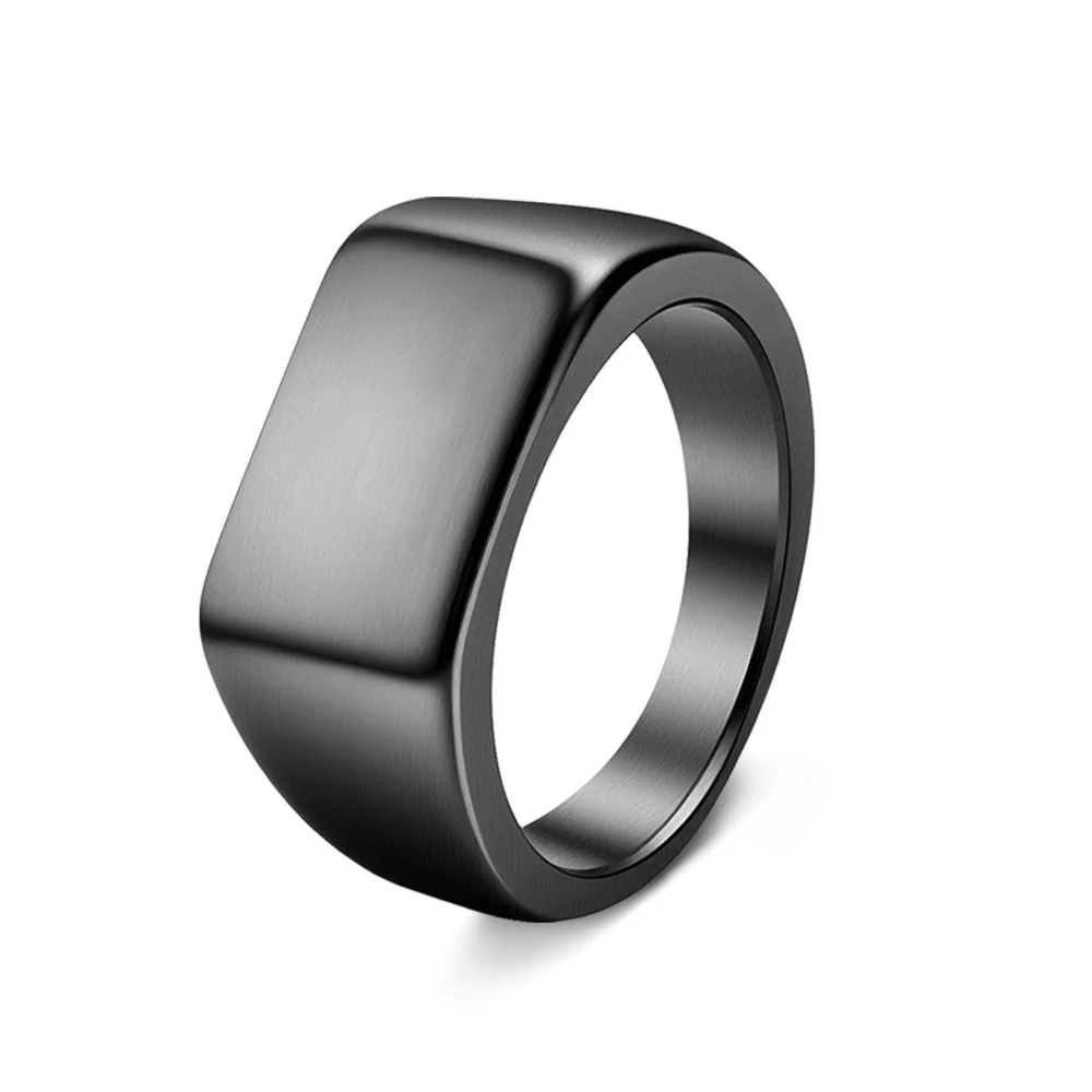 10-mm-Siegelring aus Edelstahl für Herren, silberfarben gebürstetes quadratisches Band, klassischer matter Statement-Schmuck, modernes Alltagsgeschenk – Detail 7