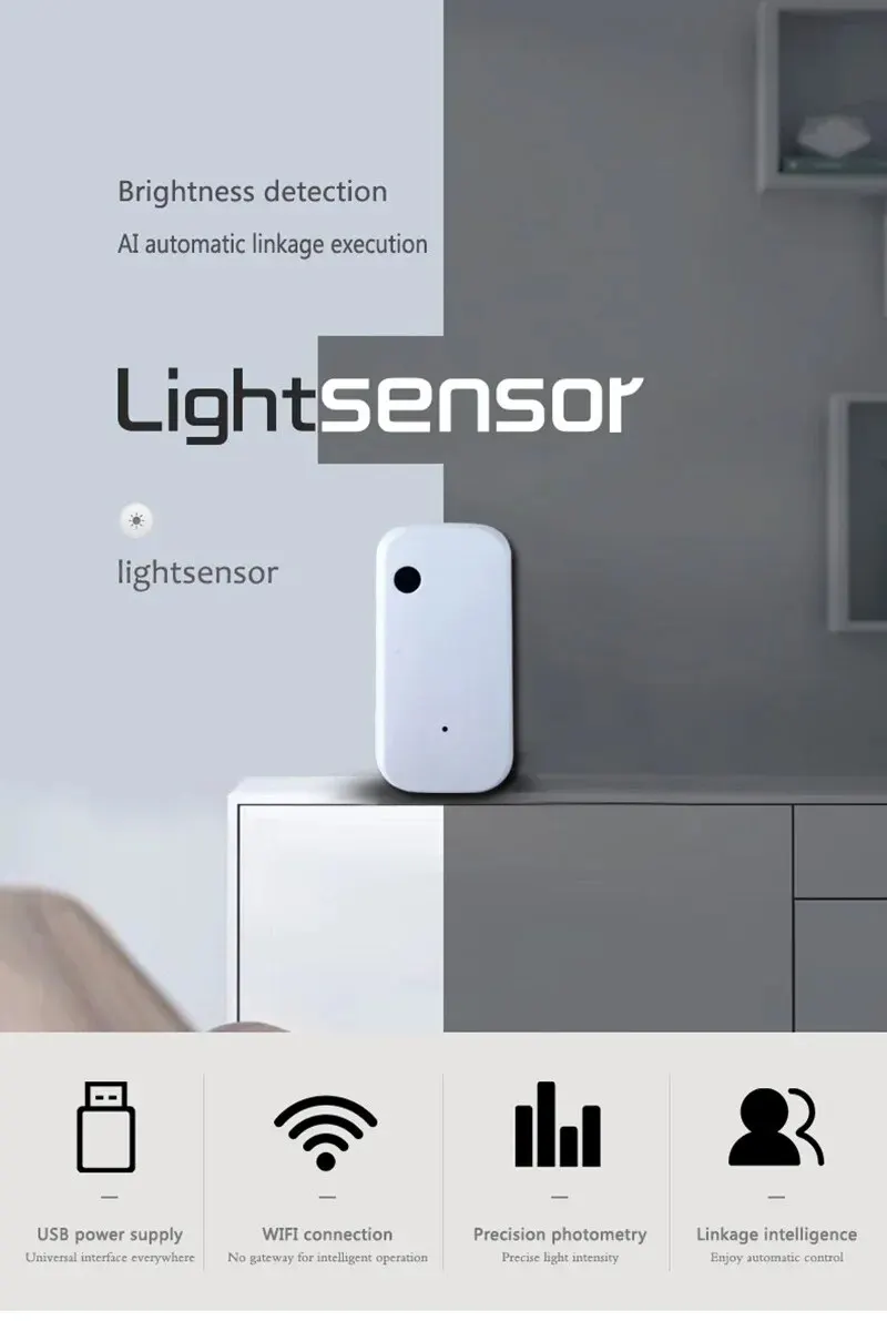 Tuya Zigbee Wifi Light Sensor Smart Illumination Sensor Brightness Detector Linkage Control Sensor Working with Smart Life APP