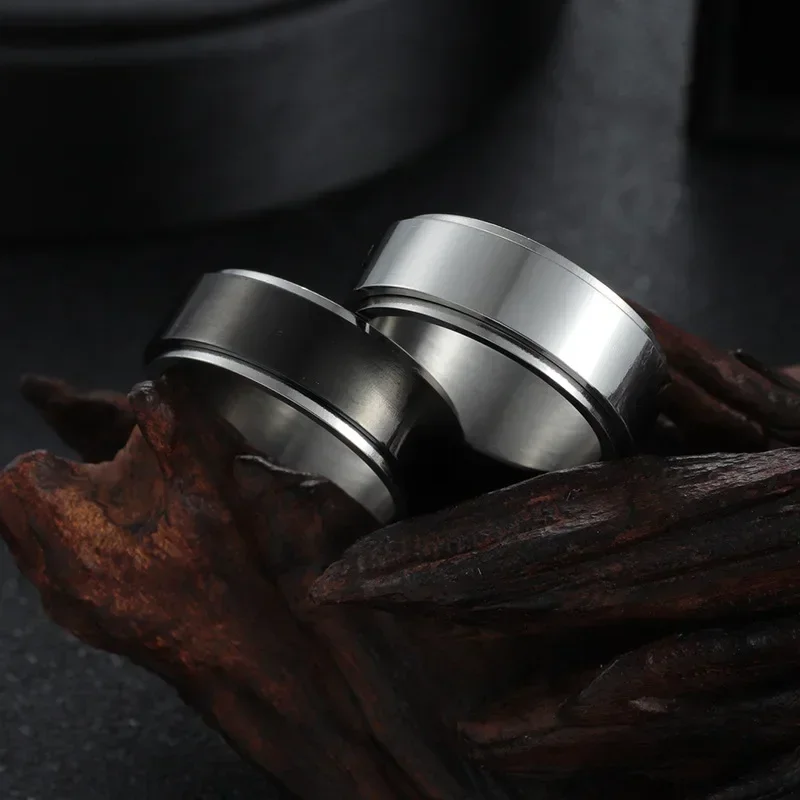 Titanium steel Anxiety Ring For Men Women Spinner Fidgets Rings Rotate Freely Spinning Anti Stress Accessories Jewelry 2021 Gift