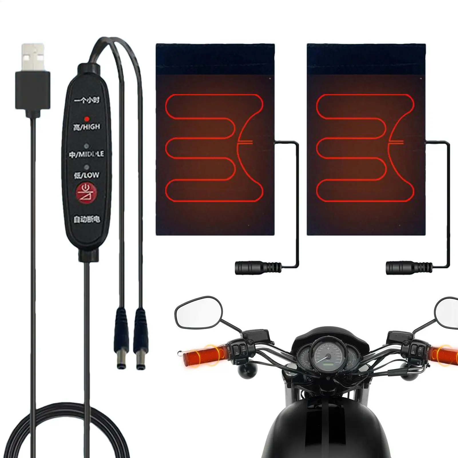 Motorcycle Heated Grips Cover USB Electric Heating Bicycle Motorbike Motorcross Handle Handlebar Warmer Removable Grips