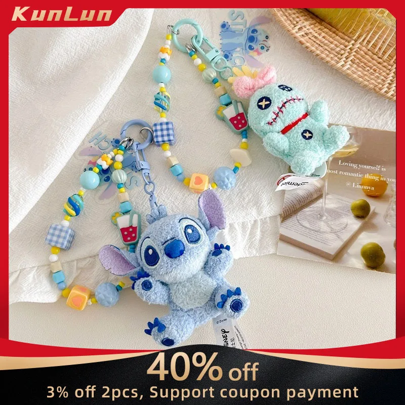 

Плюшевый брелок Disney Lilo and Stitch, креативная цепочка для мобильного телефона, подвеска для рюкзака, подарок для пары, аксессуары на день рождения, игрушка