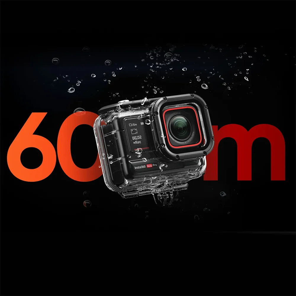 Estuche de buceo Insta360 Ace Pro oficial y original, resistente al agua hasta 197 pies (60 m). Lente de cristal para una mejor calidad de la imagen.