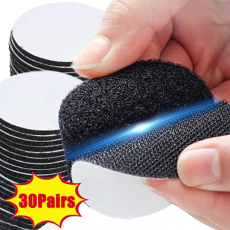 

5-30 pair Strong Self Adhesive Fastener Nylon Hook Dots Stickers Round Tape Bed Sheet Sofa Mat Carpet Anti Slip Fixed Patch 60mm