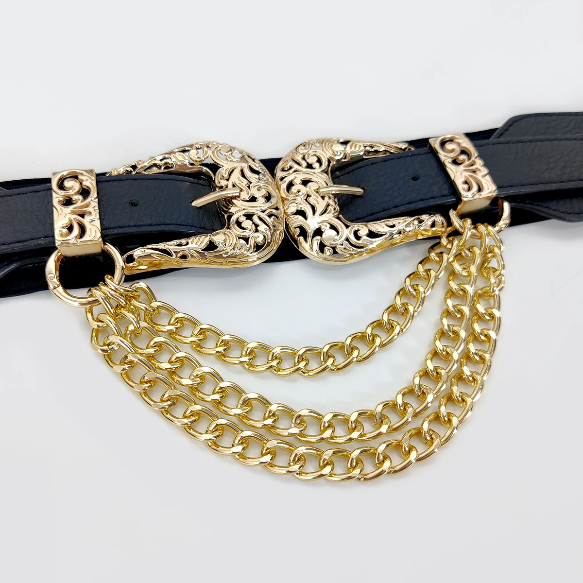 Cintos de grife para mulheres de alta qualidade luxo borla corrente ouro punk y2k prata estiramento cummerbunds cintura elástica espartilho