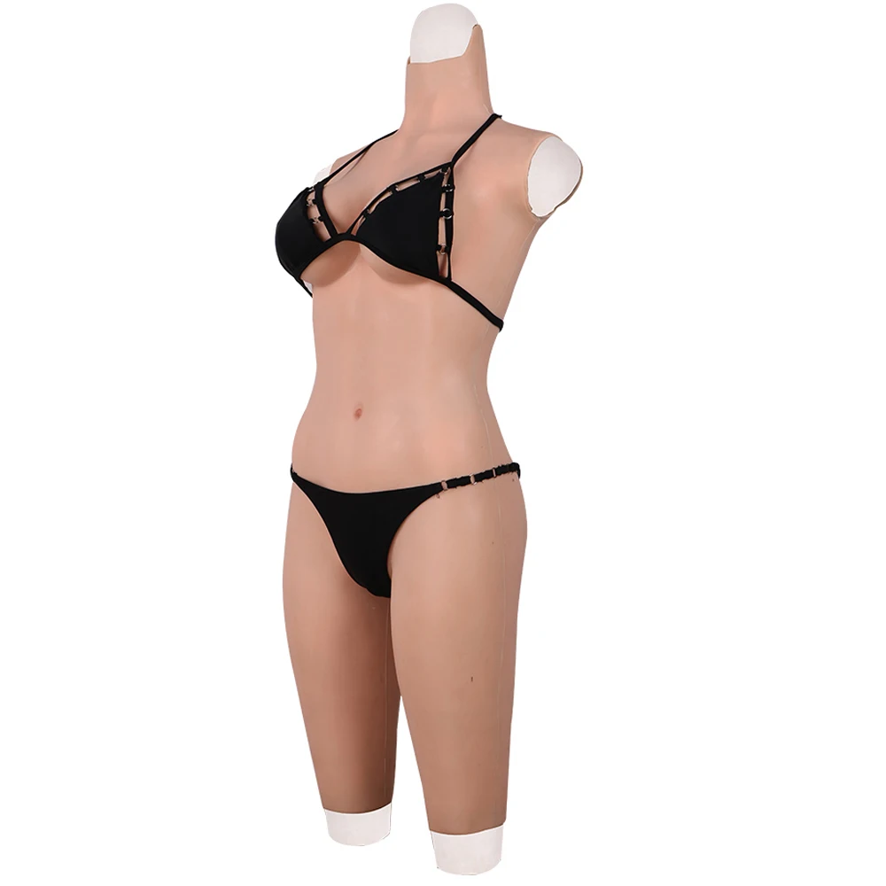 Body suit with breast form and fake vagina for drag queen cosplay Zentai suit for crossdresser realistic boobs chest real skin
