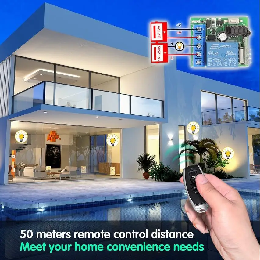 Wireless 433 Mhz RF Gate Remote Control Switch DC 12V 10A 220v Module ON OFF Transmitter Radio Relay Universal Garage LED Door