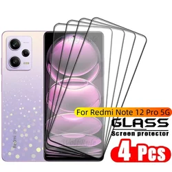 1-4PCS For Redmi Note 12 Pro 5G Glass Xiaomi Redmi Note 12 Pro Tempered Glass Full Cover Glue Screen Protector Redmi Note 12 Pro