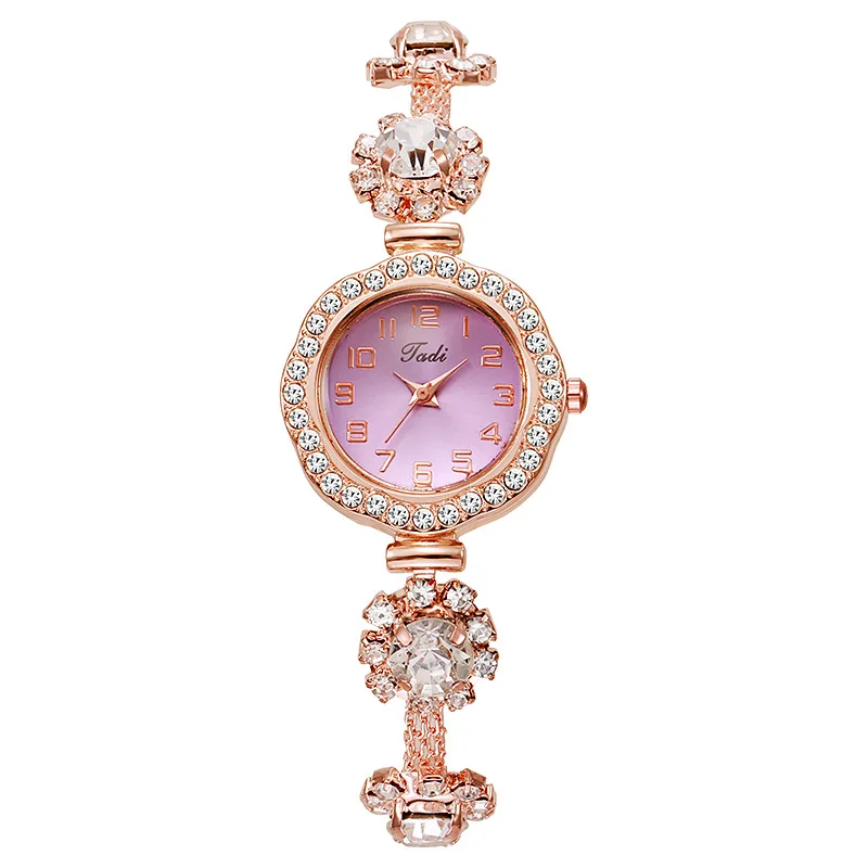 Pulling style bracelet watch flower shaped digital dial large diamond women's quartz watch wholesale watch women's