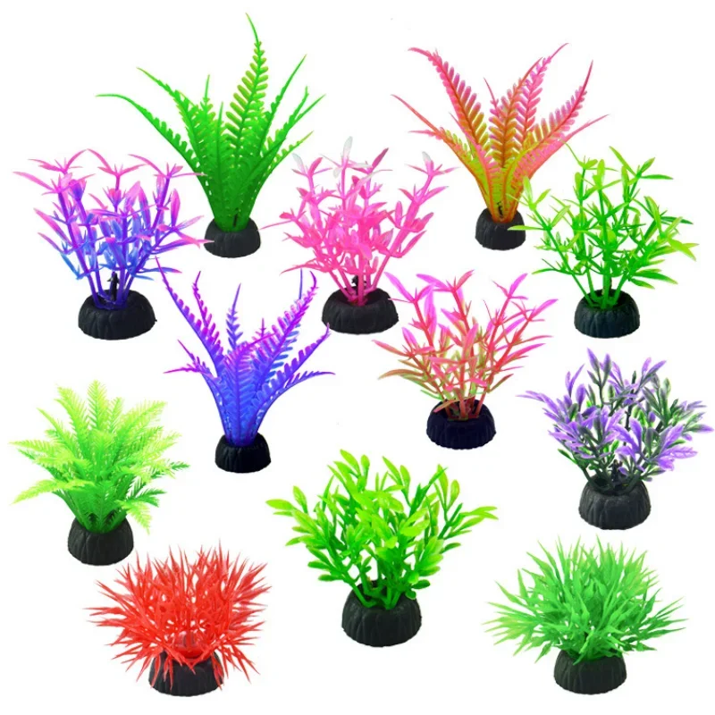 Artificial Aquarium Decorative Pvc Aquatic Plants Simulation Water Weeds Ornament Fish Tank Grass Flower Decoration Accessories