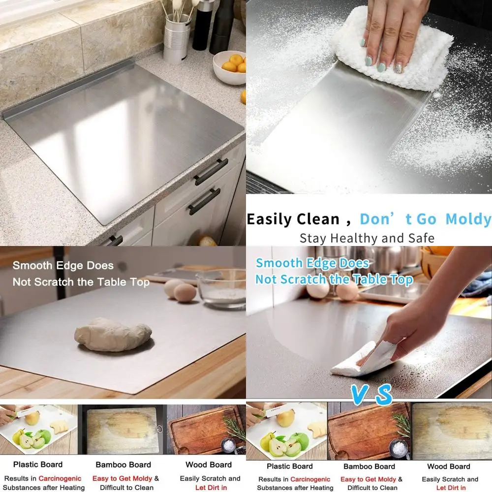 

Stainless Steel 304 Large Cutting Board - Non-Stick, Thick for Baking, Cutting, Kneading Doughs