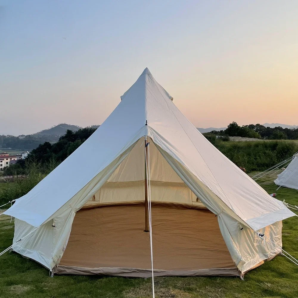 4M Oxford Yurt Breathable Outdoor Waterproof Beige Camping Bell Tent