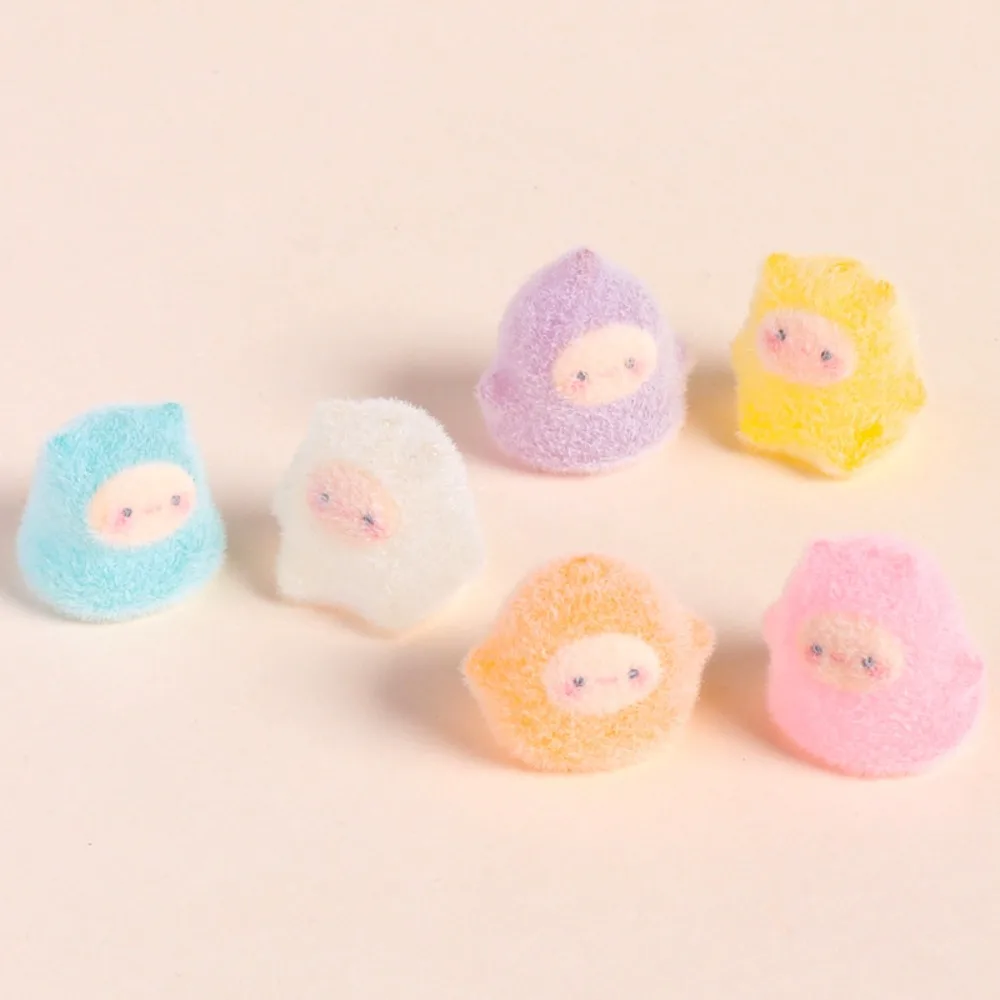 Flocked Resin Mini Ghost Figures Cute Fuzzy Kawaii Spirit Soft Micro Ornaments for DIY Fairy Garden Desk Decor Halloween Gifts