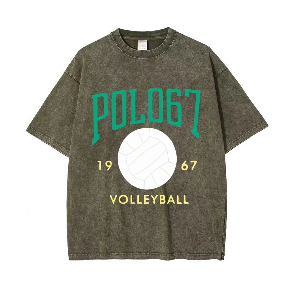 

Washed T-shirt SPORTS LOGO Polo67printed Street Wear Anime Men's Oversized T Shirt for Men Women HipHop Short Sleeve Gift Tops