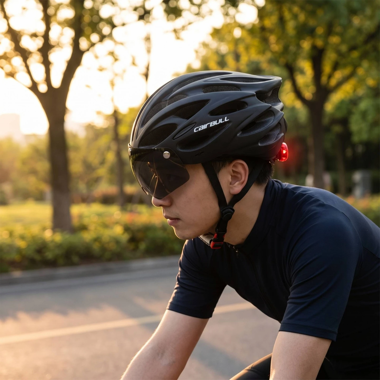 リアライト付きバイクヘルメット フェイスバイザー付きのスタイ - Commute Cycling Helmet のレビューと価格