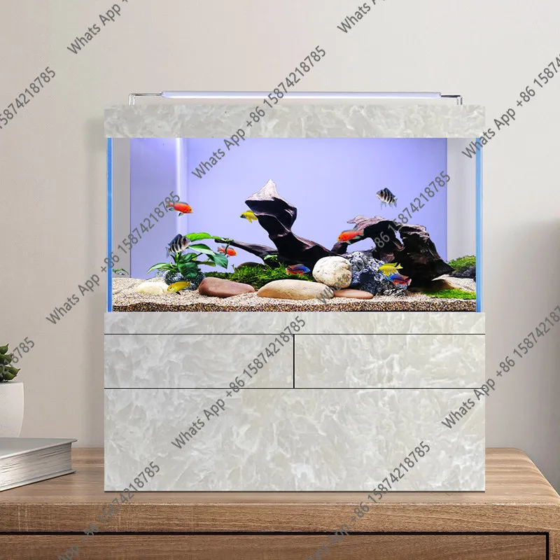 

Fish tank living room desktop ecological landscaping water-free household bottom filter fish tank integrated ultra-white glass