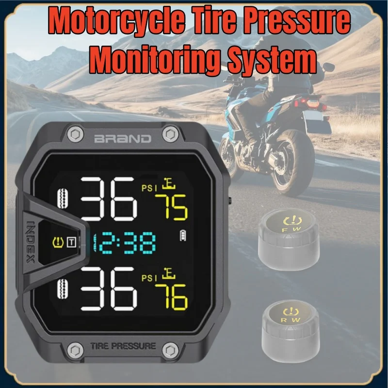 

Motorcycle TPMS Tire Pressure Monitoring System Wireless Tire Pressure Monitoring System Motorcycle Accessories with 2 Sensors