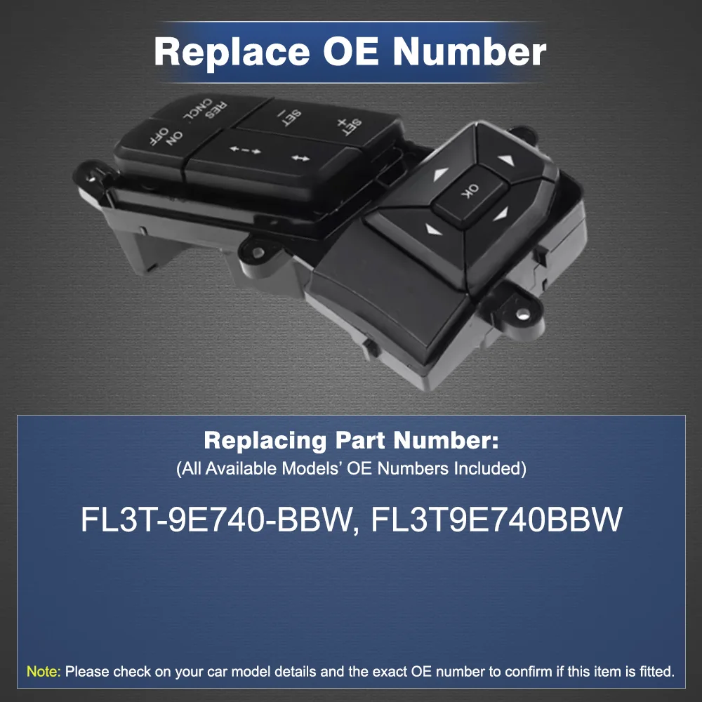 Cruise Control Steering Wheel Volume Button Switch for Ford F-150 2015-2018 F-250 F-350 2015-2019 FL3T9E740BBW view 5