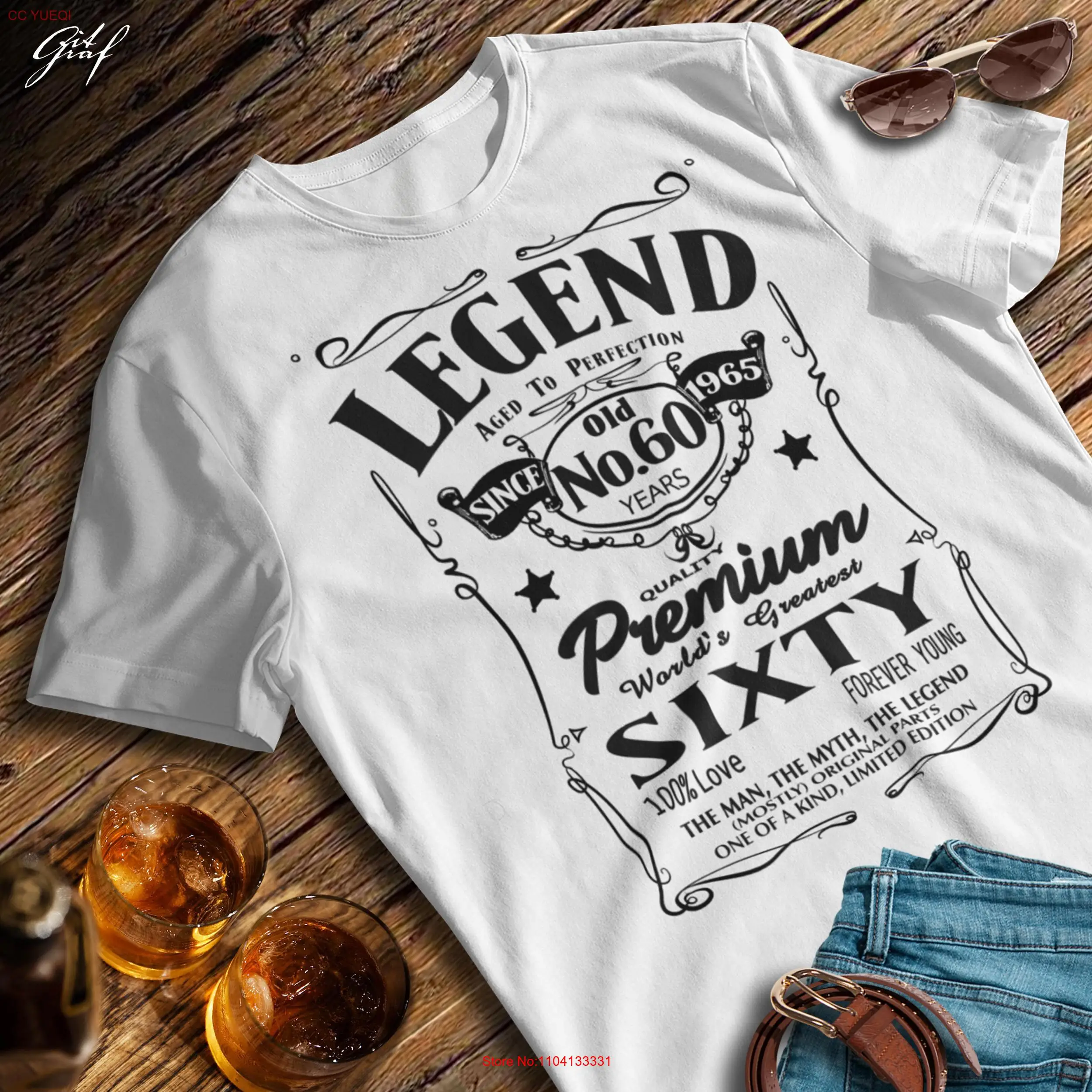 Ideas de 60 cumpleaños para hombres Leyenda desde el 1965 s él Camiseta para hombre 60 envejecido a la perfección mangas largas o cortas