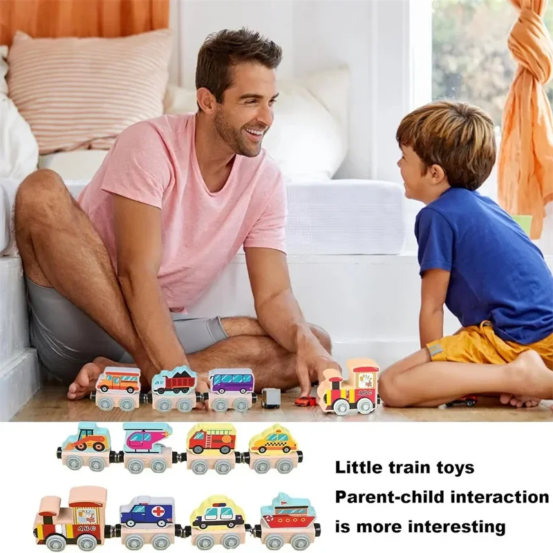 Crianças trem de madeira magnético números aprendizagem cor trem conjunto quebra-cabeça brinquedos para meninos meninas aniversário presente natal