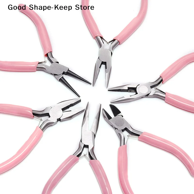 dailyMini Pliers Diagonal Round Bent Needle Nose Handcraft Beading Insulated Cutter Pliers For Jewelry Making Tools