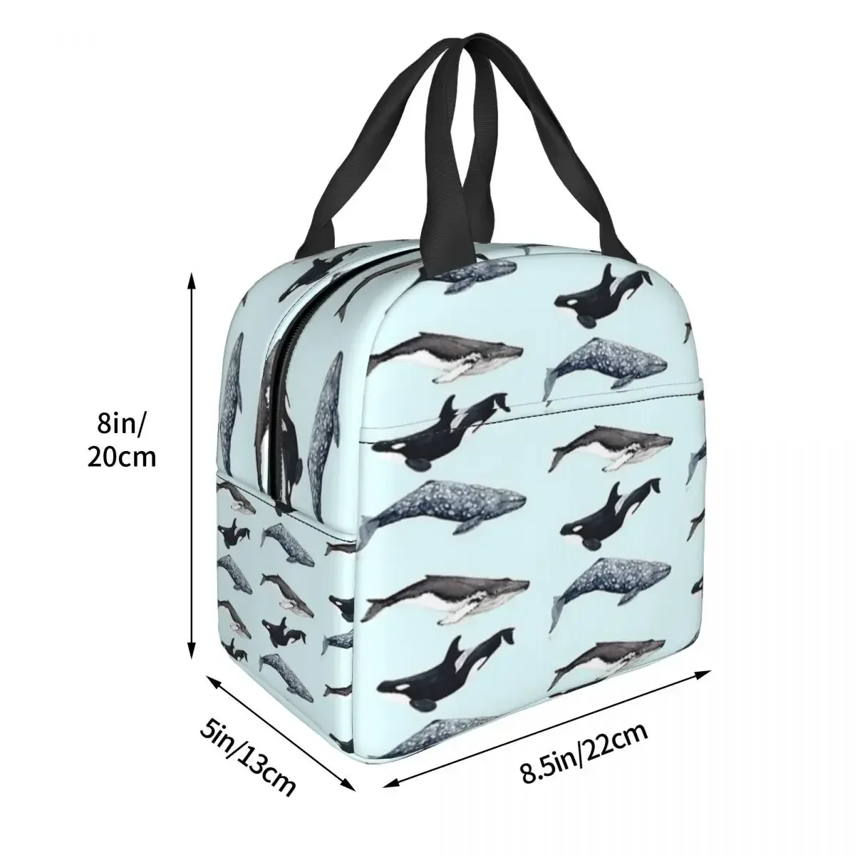 Orca, Humpback And Grey Whale Insulated Lunch Bags Portable Picnic Bags Thermal Cooler Lunch Box Lunch Tote for Woman Work Kids