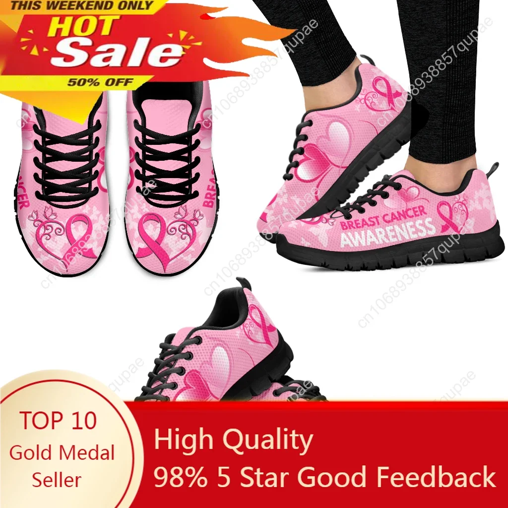 

Women's Tennis Shoes Breast Cancer Awareness Pink Ribbon Design Dirty Resistant Running Custom Made Sneakers Zapatos Hombre Gift