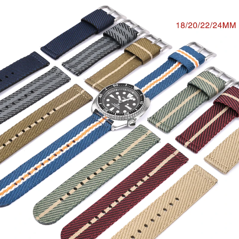 High Density Nylon Strap 18mm 20mm 22mm 24mm Men Waterproof Canvas Military Replacement Quick Release Watch Band Bracelet