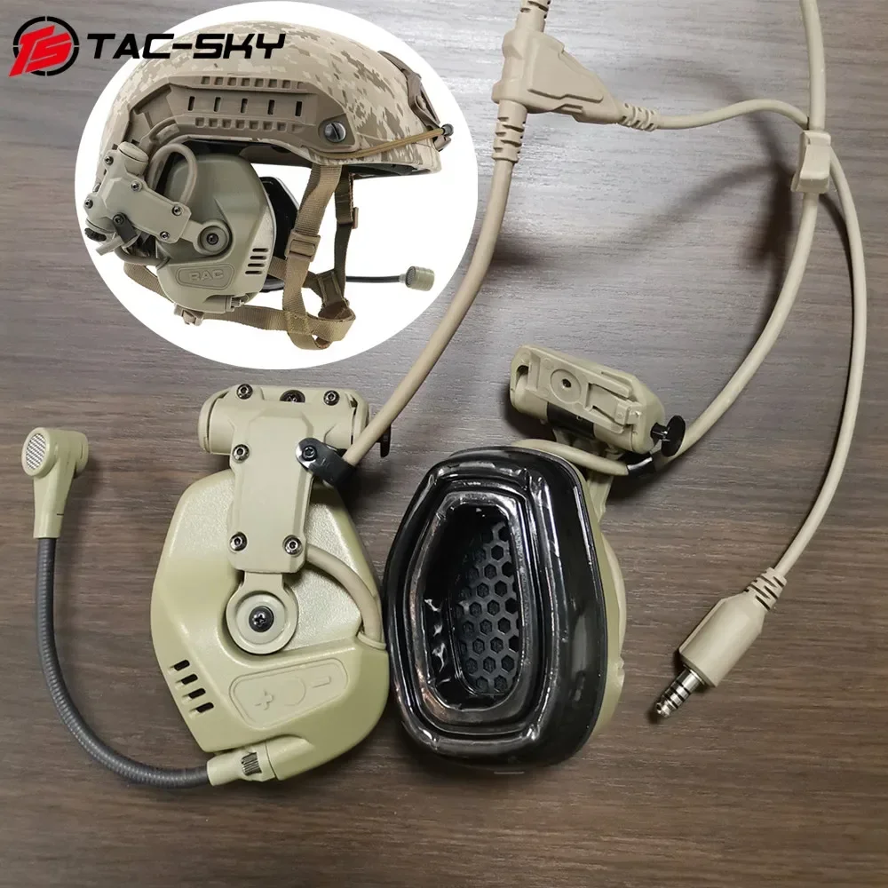 TAC-SKY Pickup Noise Canceling RAC Tactical Headset with Tactical ARC Rail Attached Communication Headset for Fast Helmet ACH