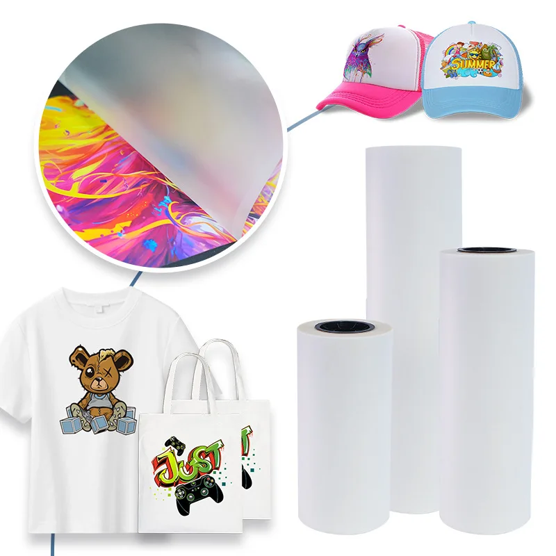 21/30/33/60cm*100m DTF Heat Transfer Film 75um Thick PET Direct Transfer Printing Paper Custom Shirt Heat Transf