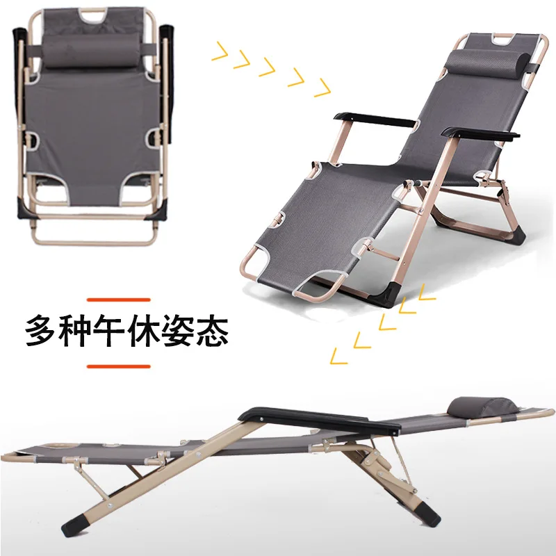 كرسي قيلولة معدني قابل للطي للمكتب والشرفة للاسترخاء الترفيهي لشخص كسول مع مسند ظهر وسرير قيلولة خارجي #4