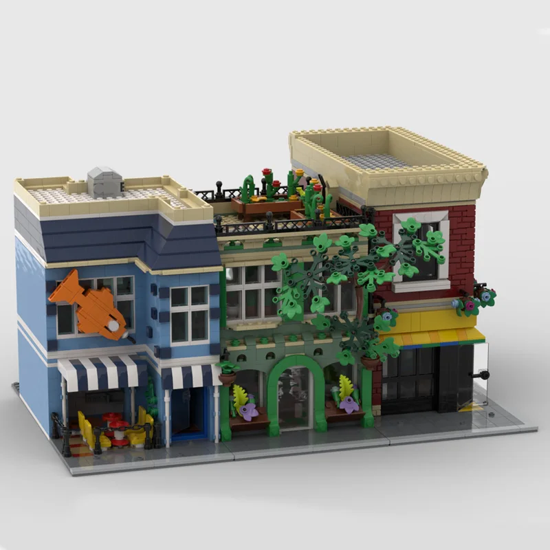 ชุดตัวต่อ MOC สร้างสรรค์ ร้านอาหารจานด่วน 1183 ชิ้น แบบจำลองสถาปัตยกรรม ของเล่นตัวต่อ DIY สำหรับเด็ก ของขวัญ