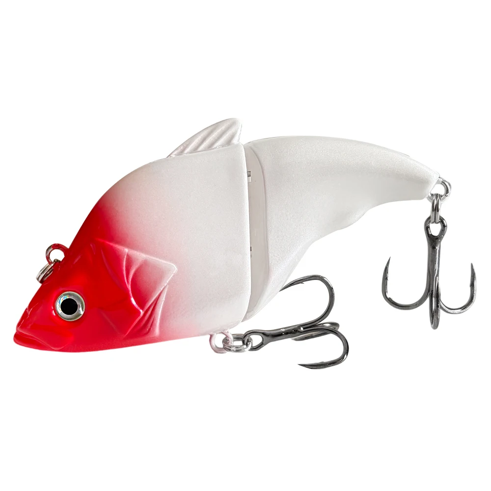 Schwimmender Gelenk-VIB-Köder für Barsch, Hecht, Forelle, Zander, 7,5 cm/14 g, ABS-Hartplastik-Swimbait mit Doppel-Dreifachhaken, lebensechte Aktion, für Süßwasser – Detail 9