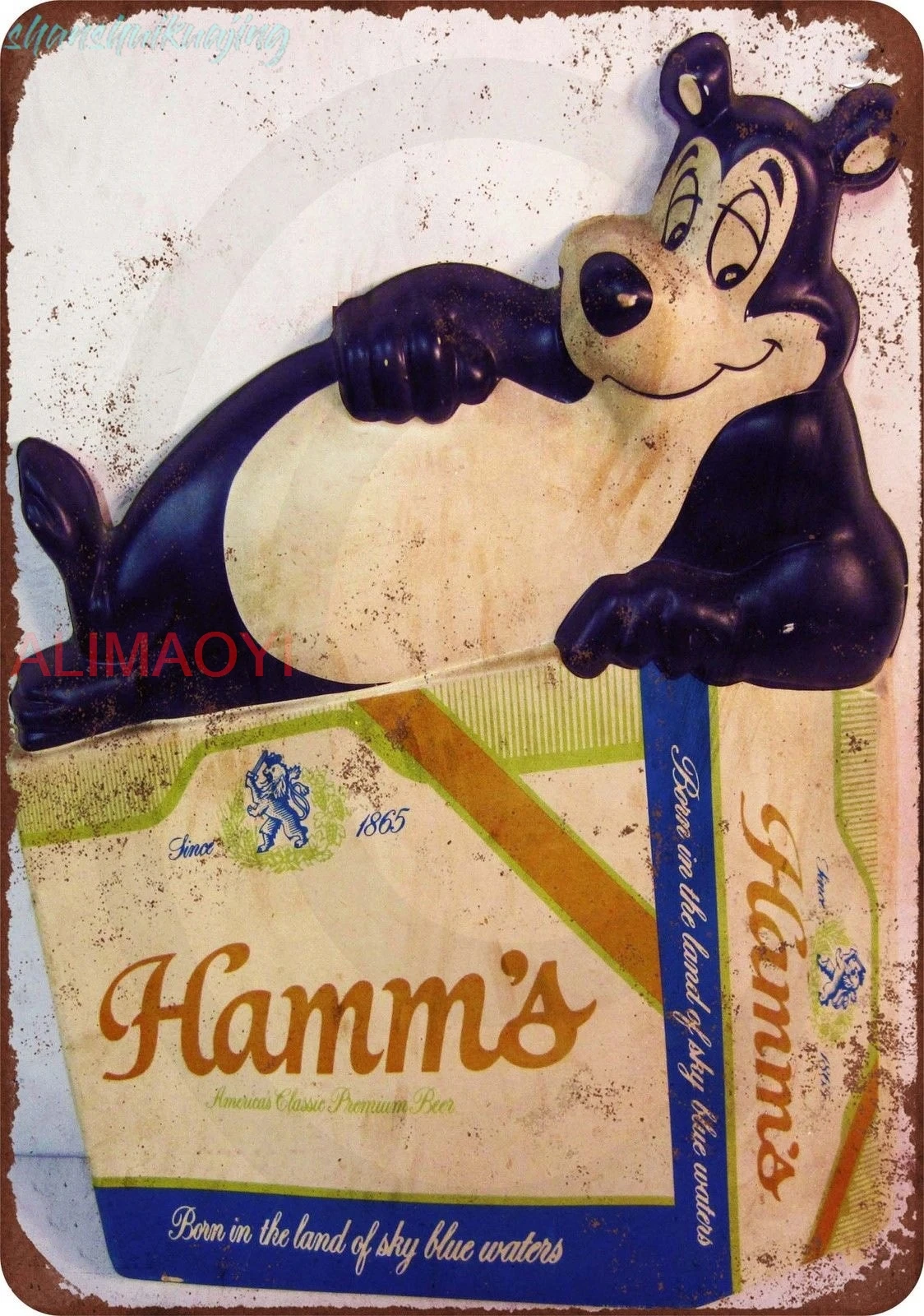 Custom Kraze Hamm's Beer Bear Vintage Look Reproduction Metal Sign 8 x 12 sign